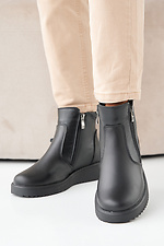 Damen-Winterstiefel aus Leder in Schwarz  2505338 Foto №5