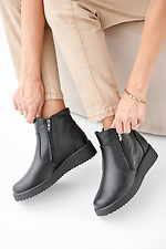 Damen-Winterstiefel aus Leder in Schwarz  2505338 Foto №6
