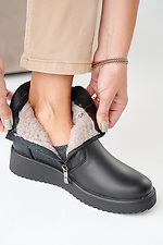 Damen-Winterstiefel aus Leder in Schwarz  2505338 Foto №7