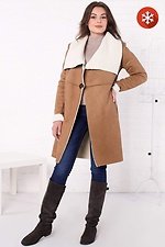 Beige AMELIE sheepskin coat with wide faux sheepskin collar Garne 3032338 photo №1