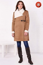 Beige AMELIE sheepskin coat with wide faux sheepskin collar Garne 3032338 photo №2