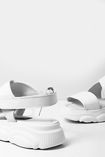 Chunky white leather sandals in sporty style  4205338 photo №4