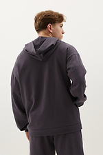 Хлопковый худи серого цвета с капюшоном и большим карманом спереди GEN 8000338 фото №4