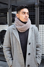 Теплый зимний шарф хомут крупной вязки коричневого цвета Without 8048338 фото №1