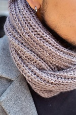 Теплый зимний шарф хомут крупной вязки коричневого цвета Without 8048338 фото №4