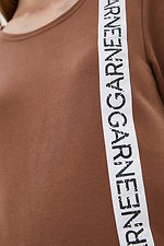 Длинное трикотажное платье PAMELA в спортивном стиле кофейного цвета Garne 3037339 фото №4