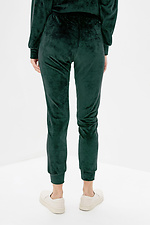 Велюрові спортивні штани на манжетах зеленого кольору Garne 3039339 фото №2