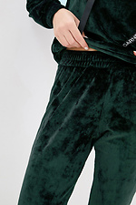 Велюровые спортивные штаны на манжетах зеленого цвета Garne 3039339 фото №4