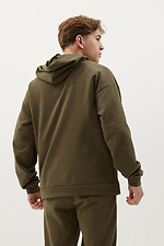 Khaki cotton hoodie with large front pocket GEN 8000339 photo №2