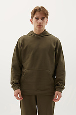Khaki cotton hoodie with large front pocket GEN 8000339 photo №3