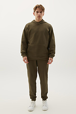 Khaki cotton hoodie with large front pocket GEN 8000339 photo №4
