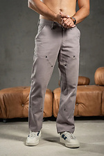 Мужские прямые штаны из коттона Jeans Casual Серые Teamv 8034339 фото №5