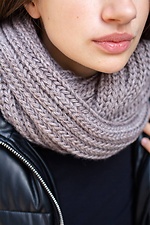 Теплый зимний шарф хомут крупной вязки коричневого цвета Without 8048339 фото №3
