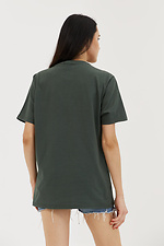 Зеленая хлопковая футболка оверсайз для девушек GEN 8000340 фото №4