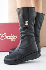 Damen-Winterstiefel aus Leder in Schwarz 2505341 Foto №1