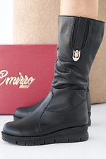 Damen-Winterstiefel aus Leder in Schwarz  2505341 Foto №5