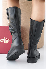 Damen-Winterstiefel aus Leder in Schwarz 2505341 Foto №6