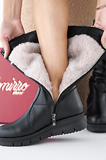 Damen-Winterstiefel aus Leder in Schwarz  2505341 Foto №7