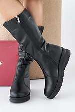 Damen-Winterstiefel aus Leder in Schwarz  2505341 Foto №8