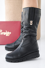 Damen-Winterstiefel aus Leder in Schwarz  2505341 Foto №9
