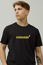 Schwarzes Baumwoll-T-Shirt mit patriotischem Slogan GEN 9000341 Foto №1