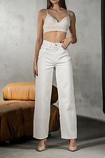 Women's trousers made of denim-cotton straight Wide White Teamv 8034342 photo №1