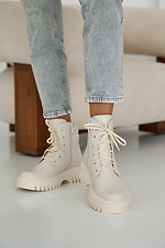 Women's winter leather boots milky color  2505344 photo №3
