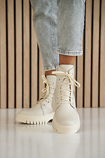 Women's winter leather boots milky color  2505344 photo №5
