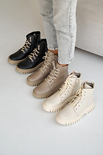 Women's winter leather boots milky color  2505344 photo №6