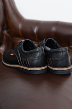 Мужские кожаные туфли на шнурках в черном цвете  8019344 фото №4