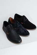 Мужские кожаные туфли на шнурках в черном цвете  8019344 фото №5