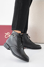 Damen-Lederstiefel Frühling-Herbst schwarz  2505345 Foto №1