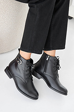 Damen-Lederstiefel Frühling-Herbst schwarz  2505345 Foto №3