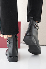 Damen-Lederstiefel Frühling-Herbst schwarz  2505345 Foto №4