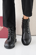 Damen-Lederstiefel Frühling-Herbst schwarz  2505345 Foto №5
