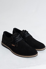 Чоловічі замшеві туфлі на шнурках у чорному кольорі  8019345 фото №1