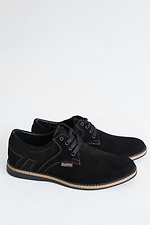 Мужские замшевые туфли на шнурках в черном цвете  8019345 фото №4