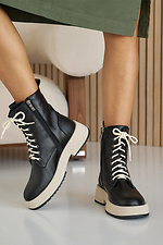 Damen-Winterstiefel aus Leder in Schwarz 2505346 Foto №3