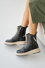 Damen-Winterstiefel aus Leder in Schwarz 2505346 Foto №5