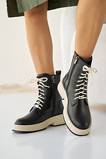 Damen-Winterstiefel aus Leder in Schwarz 2505346 Foto №6