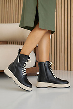 Damen-Winterstiefel aus Leder in Schwarz 2505346 Foto №7