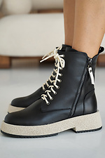 Damen-Winterstiefel aus Leder in Schwarz 2505346 Foto №9