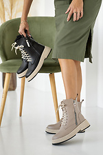 Damen-Winterstiefel aus Leder in Schwarz 2505346 Foto №11