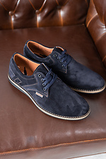 Мужские замшевые туфли на шнурках в синем цвете 8019346 фото №2