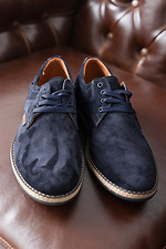 Мужские замшевые туфли на шнурках в синем цвете 8019346 фото №3