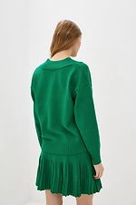 Вязаный теплый джемпер зеленого цвета в классическом стиле  4038347 фото №3