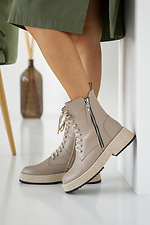 Damen-Winterstiefel aus beigem Leder  2505348 Foto №1