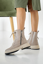 Damen-Winterstiefel aus beigem Leder  2505348 Foto №3