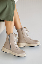 Damen-Winterstiefel aus beigem Leder  2505348 Foto №5