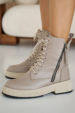 Damen-Winterstiefel aus beigem Leder  2505348 Foto №8